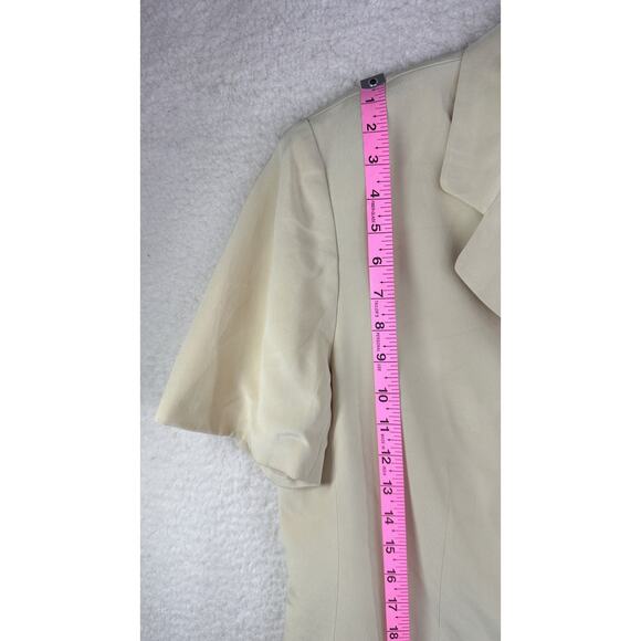 Preston & York Blazer Womens 14 Butter Yellow Silk Short Sleeve Button Up Jacket - Picture 8 of 11